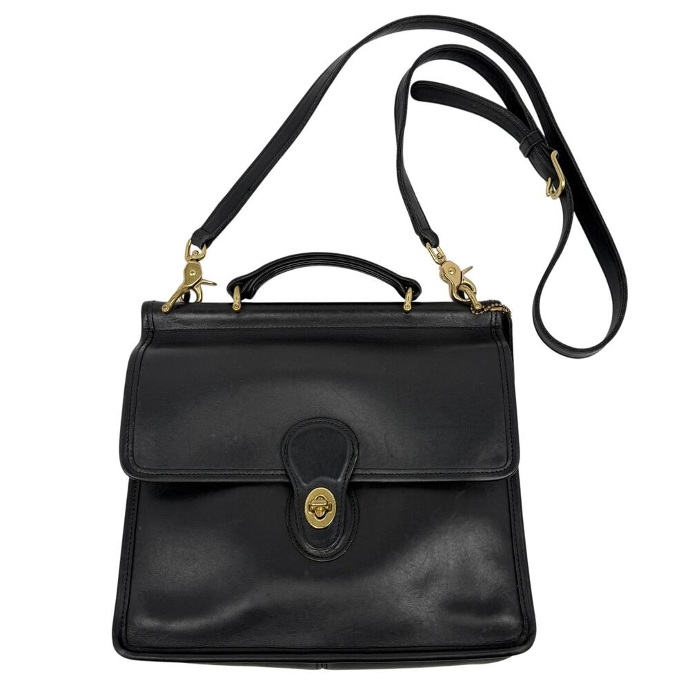 Vtg Coach Willis Satchel  Bag 9927 Black Leather Crossbody 90s Preppy Minimal
